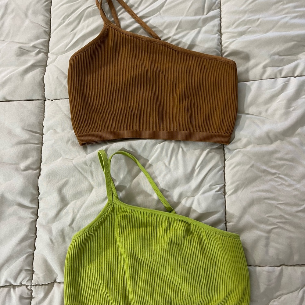 Aerie Ribbed Sports Bras in Brown and Green